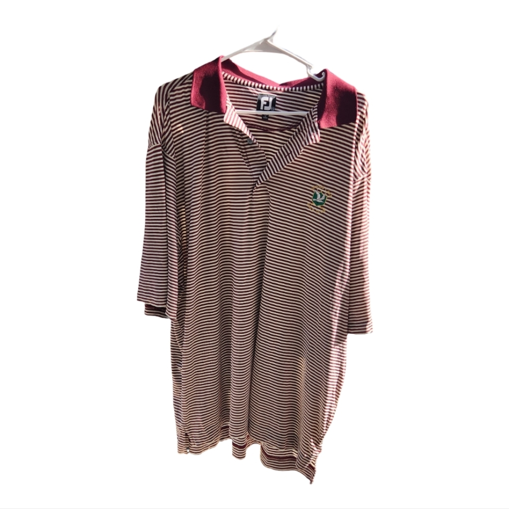 FJ Maroon and White Striped Polo Shirt XXL